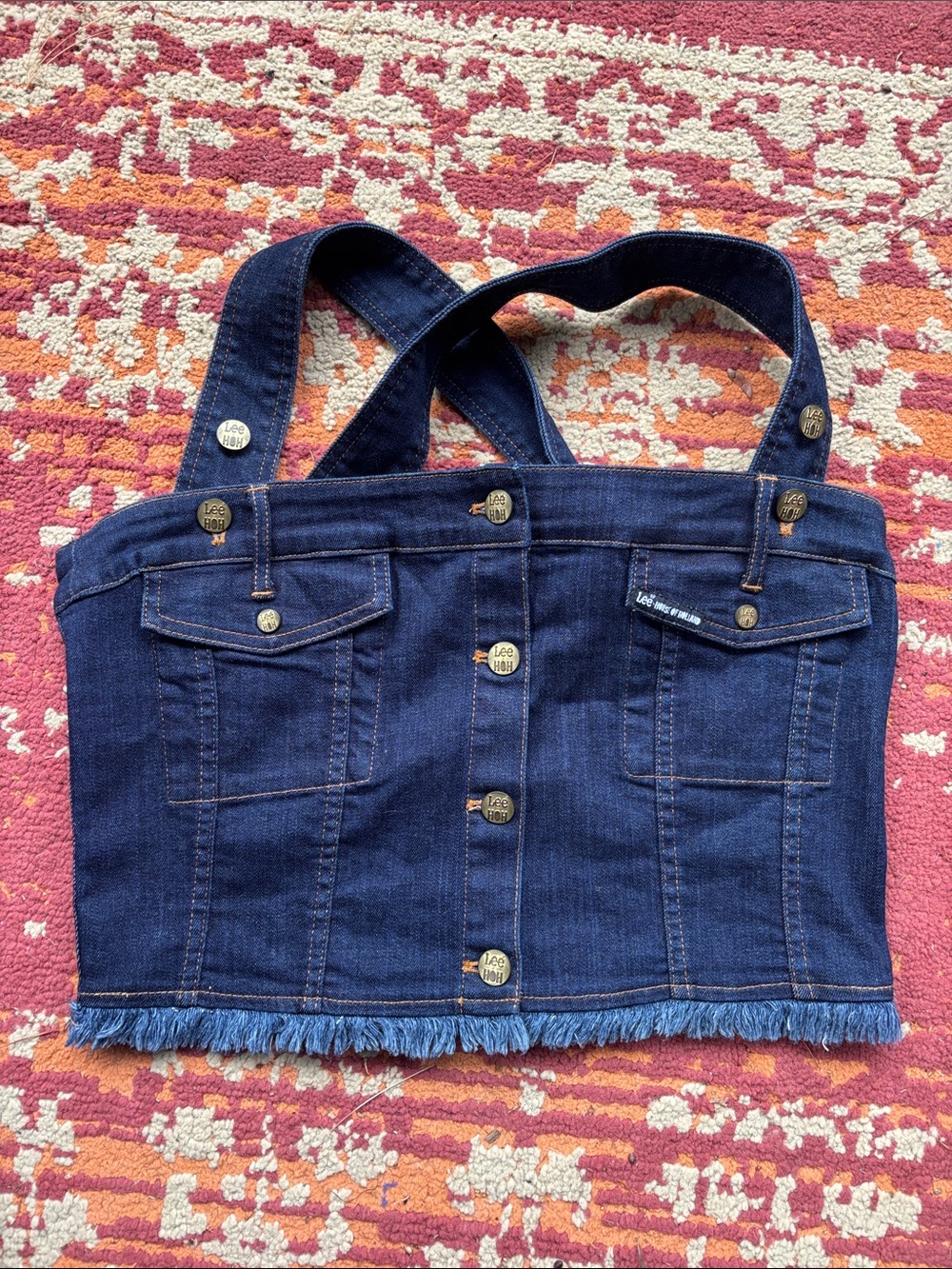 Lee x House of Holland Girls Dark Blue Denim Suspender Top